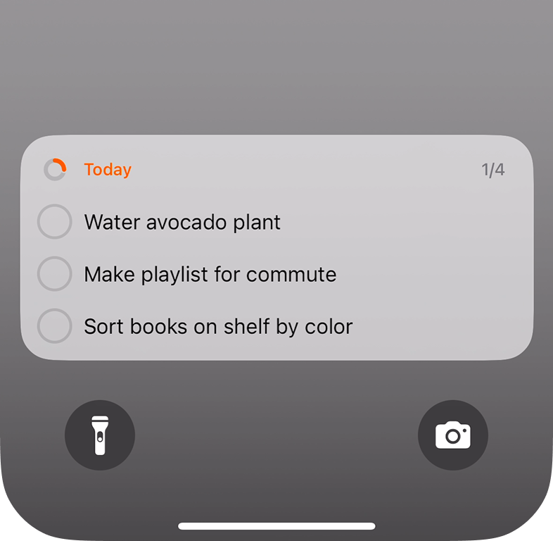 The Live Activity view of Ivy on the iOS Lock Screen, showing a list of tasks and a progress gauge.